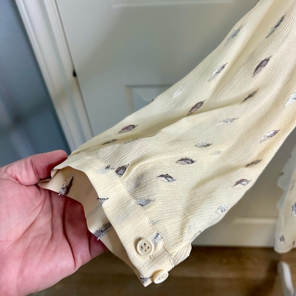 💛🩶”& Other Stories” Sheer Gold Blouse w/Silver Metallic Accents Size XL💛 - Picture 3 of 8